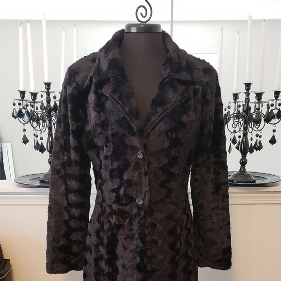 Jackets & Blazers - Divine Vintage Style Lined Faux Mink Trench Coat